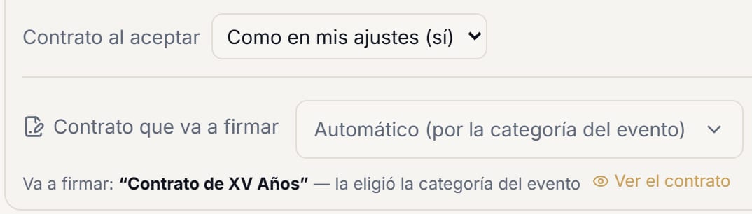 La línea del editor que nombra el contrato que va a salir y de dónde salió, con el enlace para verlo.